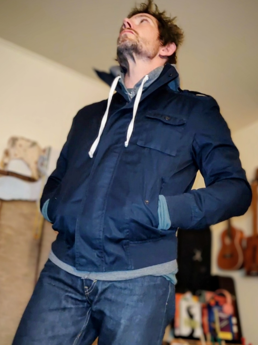 H&M Premium/  Navy 🔵 Bomber 5POCKET SZ-36 Mens / Like new